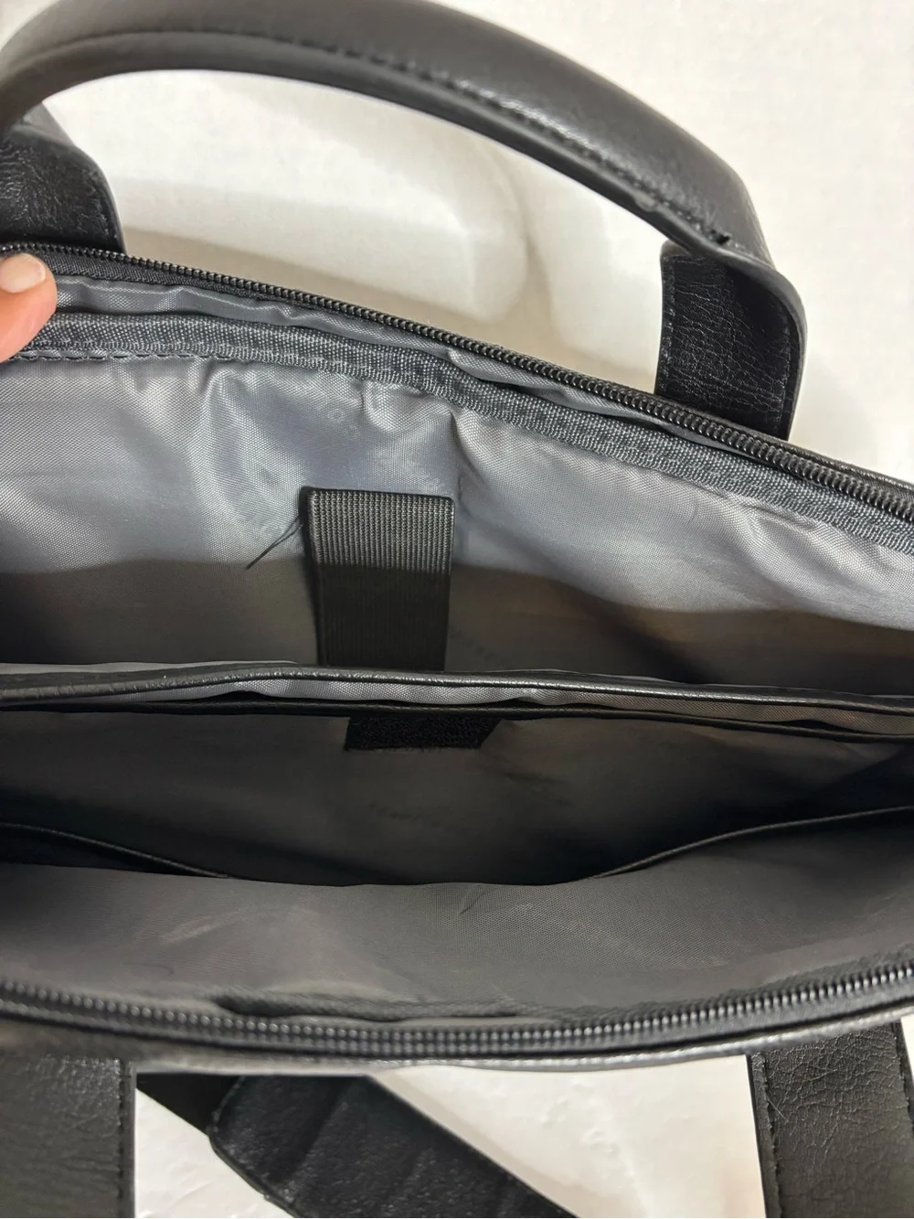 Black Faux Leather Laptop Briefcase Messenger Bag